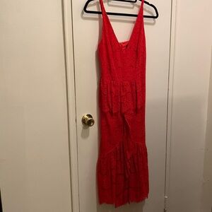 Yumi Kim sleeveless red lace midi dress